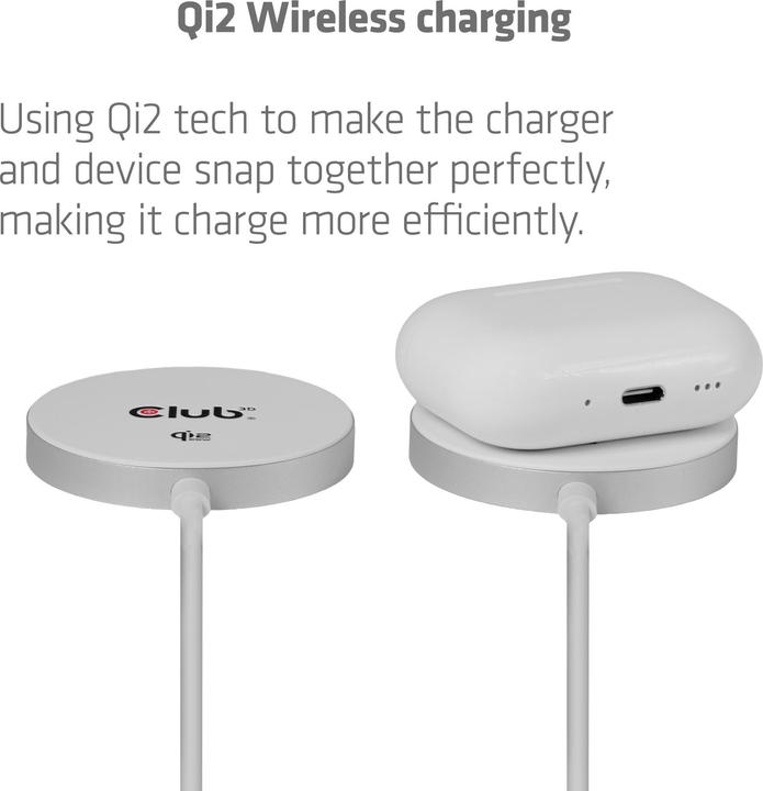 Produktbild Club 3D Club3D Ladegerät Qi2 USB Typ C 25W wireless weiss (25 W)