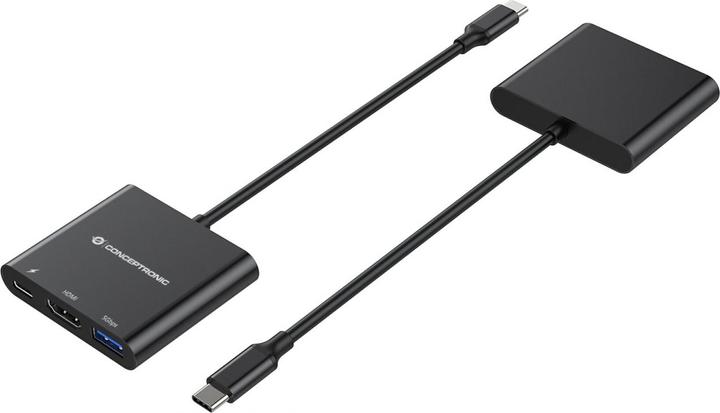 Productafbeelding Conceptronic Dock USB-C->HDMI,USB3.0,100WPD 25cm zwart (USB-C, 3 Havens)
