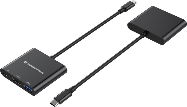 Produktbild Conceptronic Dock USB-C->HDMI,USB3.0,100WPD 25cm schwarz (USB-C, 3 Ports)