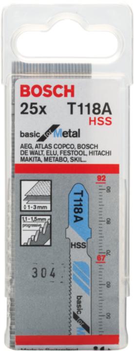 Productafbeelding Bosch Professional Zubehör Stichsägeblatt T 118 A Basic for Metal, 5er-Pack