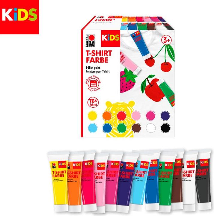 Produktbild Marabu KiDS T-Shirt Farbe (Orange, Weiss, Schwarz, Rot, Hellblau, Pink, rosé beige, Braun, Gelb, Blau, Grün, 36 ml)