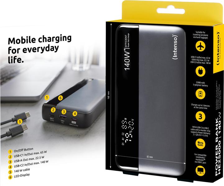 Actual product image Intenso HE25000 (25000 mAh, 140 W, 92.50 Wh)