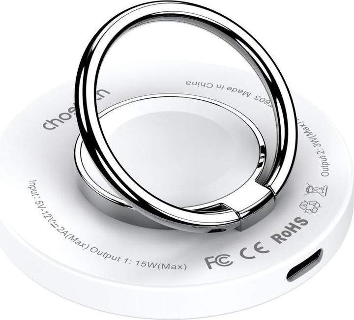 Choetech Bezprzewodowa ładowarka indukcyjna 2w1 T603-F, uchwyt (biała) (15 W)