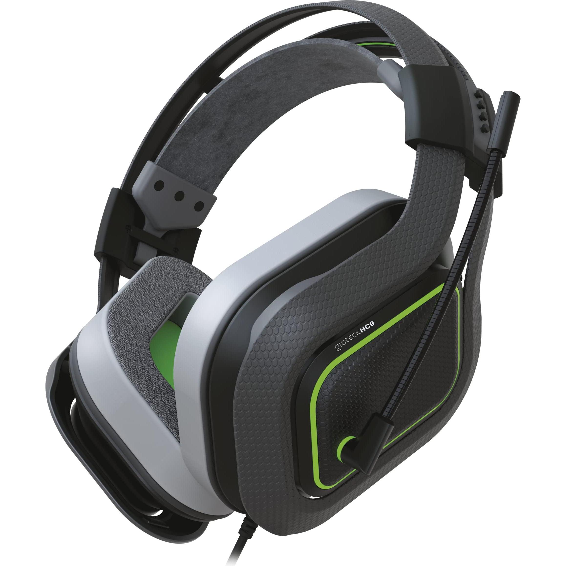 Gioteck HC-9 Wired Headset (Kabelgebunden), Gaming Headset, Grün, Grau