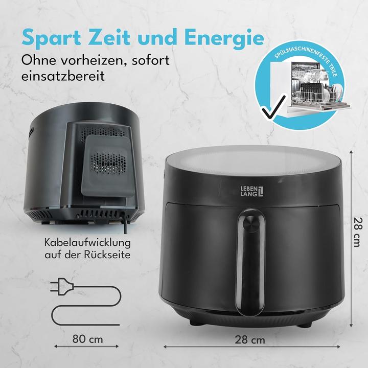 Immagine prodotto Lebenlang Heissluftfritteuse mit 8 Programmen (5L, 1500W)
