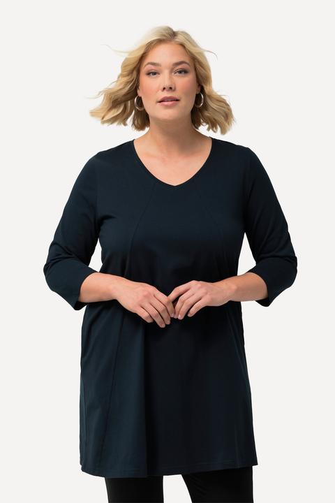 Produktbild Ulla Popken Longshirt, Ziernähte, A-Linie, V-Ausschnitt, 3/4-Arm (58)