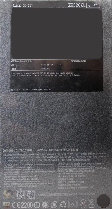 Immagine prodotto ASUS ZenFone 3 ZE520KL (32 GB, Nero Zaffiro, 5.20", Doppia SIM Ibrida, 16 Mpx, 4G)
