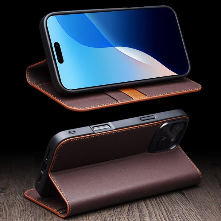 Immagine prodotto QiAlino Fourre Flip cuir véritable foncé mat (Apple iPhone 16)