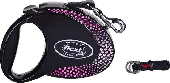 Actual product image Flexi Glam Composition with Swarovski crystals M - Dog Retractable Leash - 5 m - Black (M, Dog, Walks)