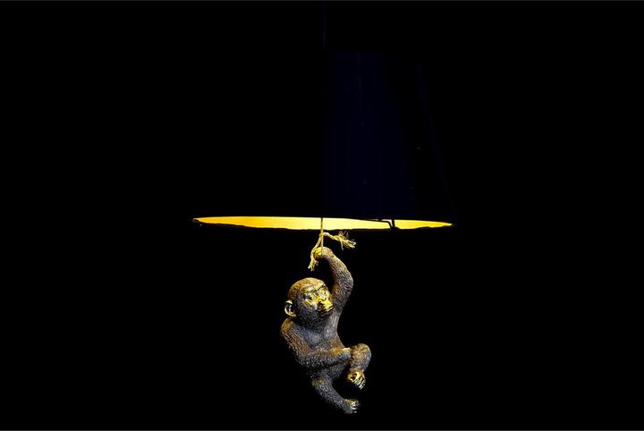 Actual product image DKD Home Decor Ceiling lamp Golden resin 220 V 50 W monkey (35.5 x 35.5 x 51 cm) (2 pcs) (E27)