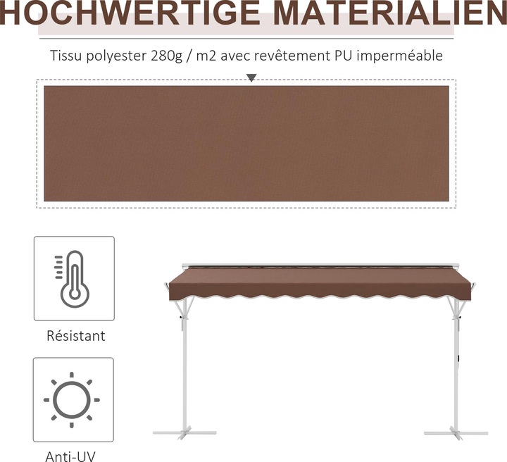 Immagine prodotto Outsunny Tenda da sole a libera installazione con braccio pieghevole a manovella (2.98 m)