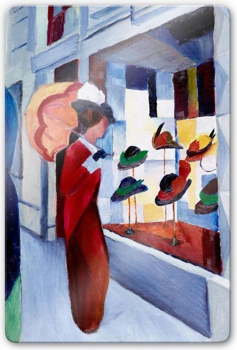 Immagine prodotto Trenddeko Macke - Donna con ombrellone davanti al negozio di cappelli (40 x 60 cm)