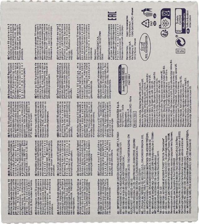Nutritional values and ingredients Lavazza Aroma Club (1 x Port.)