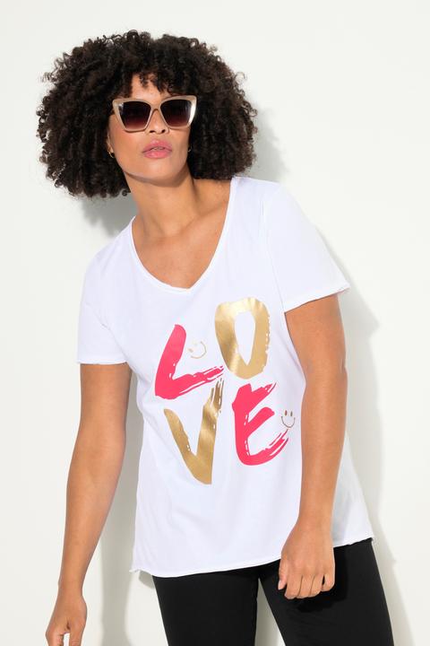 Produktbild Angel of Style T-Shirt, LOVE-Schriftzug, V-Ausschnitt, Halbarm (52)