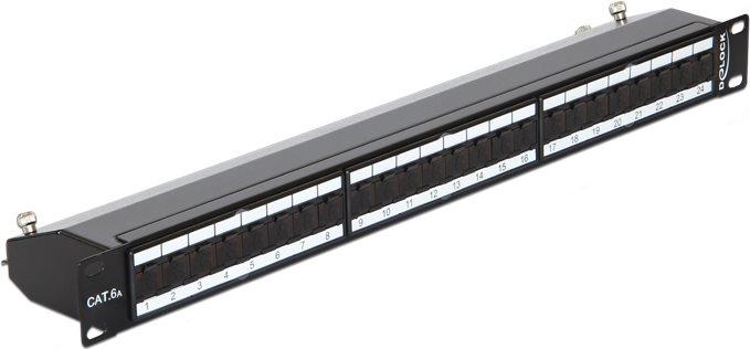 Produktbild Delock 43320 - 19" Patchpanel, Cat. 6a, 24x RJ45-Ports, geschirmt, schwarz