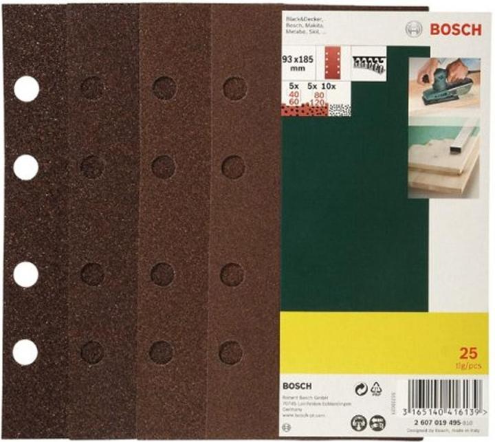 Bosch Zubehör Ponceuse orbitale feuille de ponçage à grain mixte (40, 60, 80, 120)