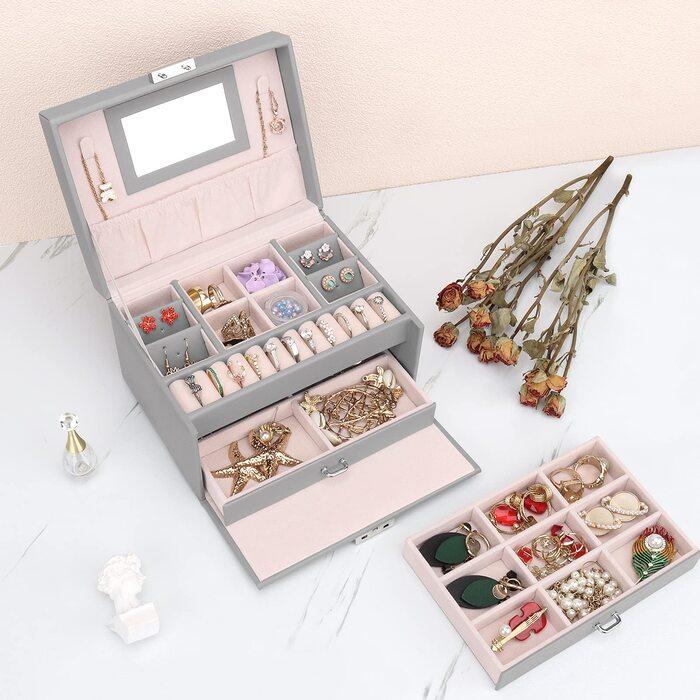 Produktbild Only-Bags.Store Schmuckkästchen, Schmuckkästchen mit Schubladen für Damen Mädchen, PU Leder Schmuckkästchen