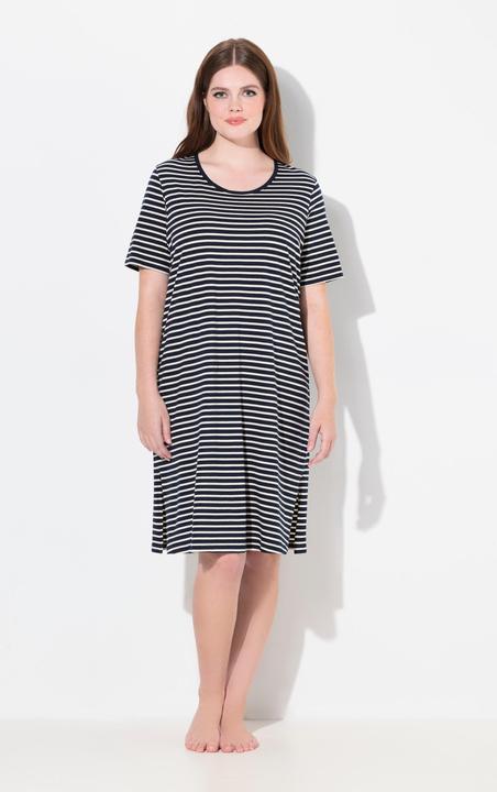 Immagine prodotto Ulla Popken camicia da notte, a righe, girocollo, mezza manica, cotone biologico (42, 44)