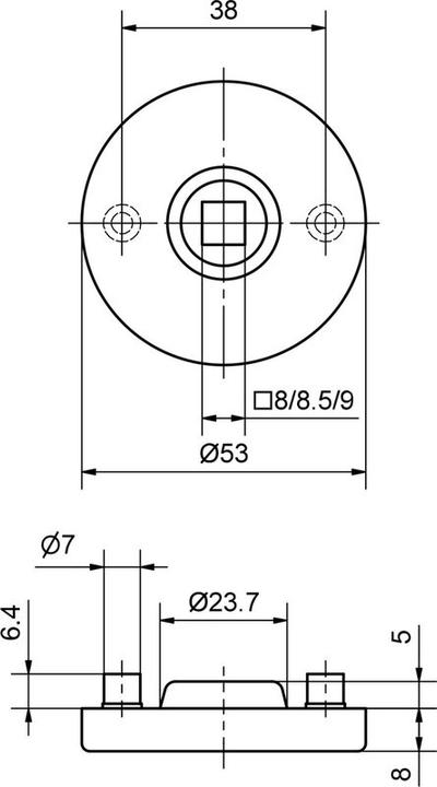 Produktbild Glutz Drückerrosette 5620C Edelstahl matt 53x8mm mit Feder (Türgarnitur, Türgriff)