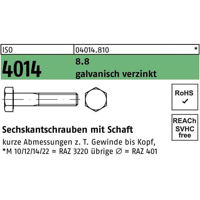 Schrauben, Sechskantschraube DIN 931 m.Schaft M 48 x 140 8.8 galvanisch verzinkt (1 Schrauben pro Stück)