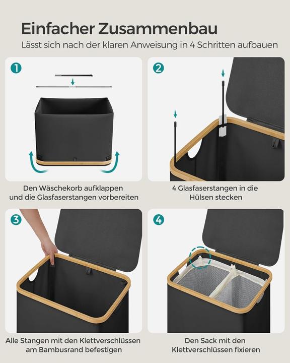 Produktbild Songmics Wäschekorb 2 Fächer (130 l)
