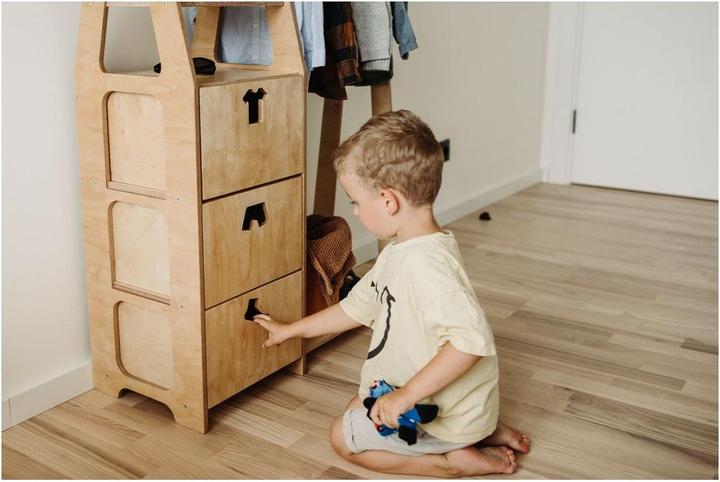 Image du produit Duck Woodworks Porte-manteau pour enfants avec tiroirs