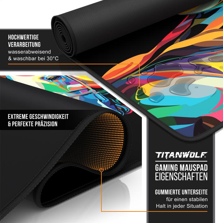 Actual product image Titanwolf Gaming Mouse Pad, 900 x 400mm XXL Speed Gaming Mouse Mat, Mousepad Extra Large Surface, Colour Horse (XXL)