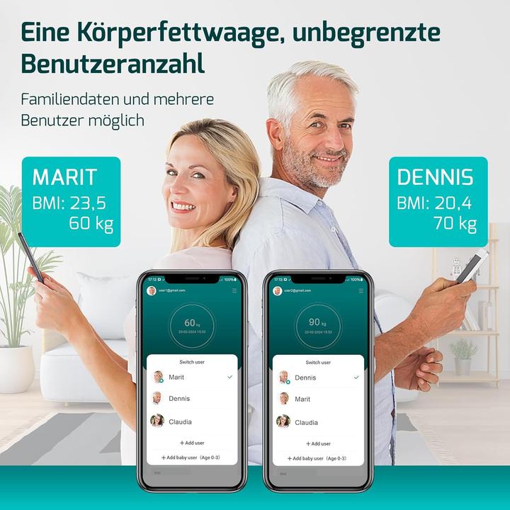 Produktbild Fitage Körperfettwaage (225 kg)