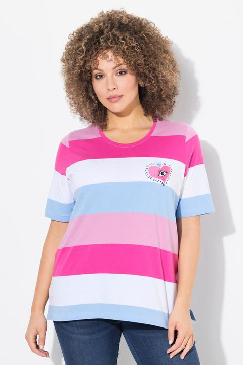 Produktbild Ulla Popken T-Shirt, Ringel, Herz-Stickerei, Rundhals, Halbarm (46, 48)