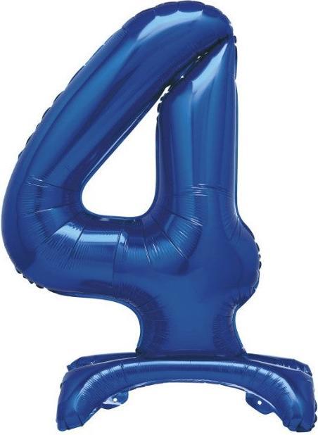 Unique Blauer stehender Folienballon Zahl 4 (1 x)