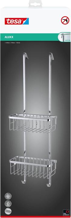 Actual product image tesa ALUXX shower basket incl. adhesive solution without drilling (25 x 25 x 75 cm)