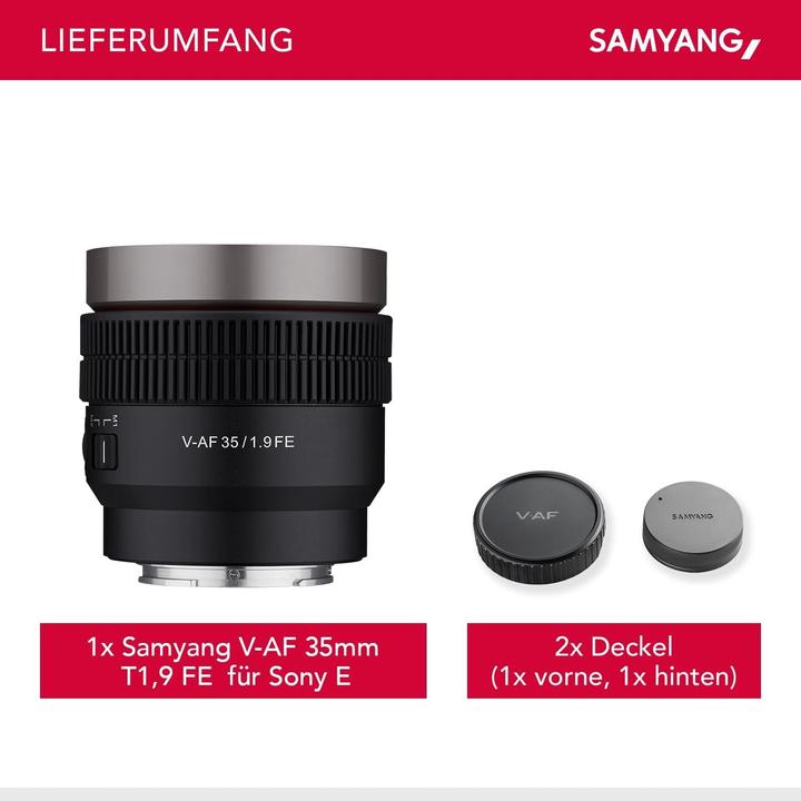 Image du produit Samyang V-AF 35mm f/1.9 FE Sony E (Sony E, APS-C / DX, Plein format)
