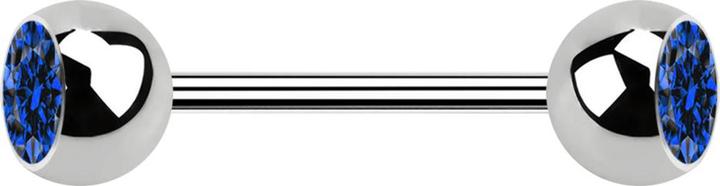Image du produit Star Piercing Micro Barbell silber mit zwei Kugeln Kristall dunkelblau (sans laiton, Titane)