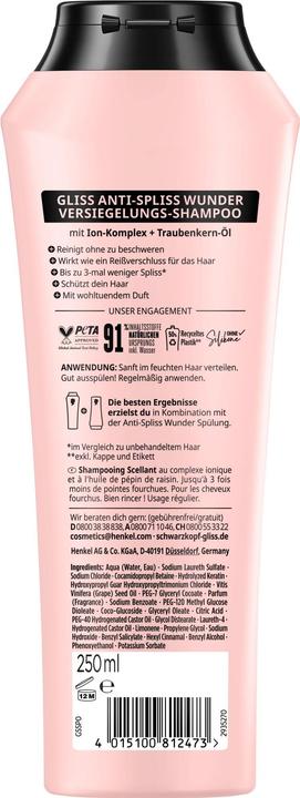 Produktbild Gliss Shampoo Anti-Spliss Wunder 250 ml (250 ml, Flüssiges Shampoo)