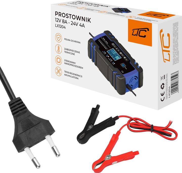 Productafbeelding LTC Autolader met LCD-scherm voor batterijen (12V, 24V, 8 A)