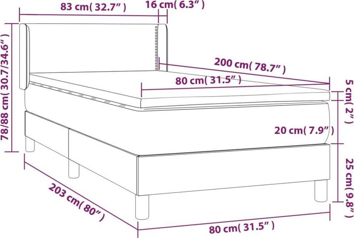 Immagine prodotto vidaXL Boxspringbett (80 x 200 cm)