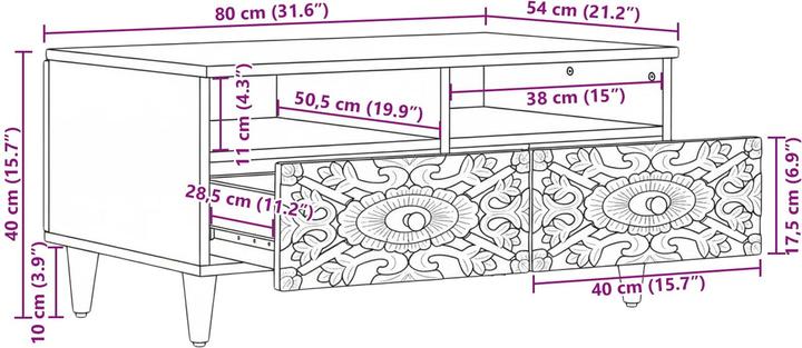 Image du produit vidaXL Couchtisch (80 x 54 x 40 cm)