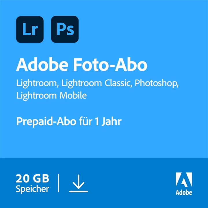 Adobe Creative Cloud Photography Plan (1 User, 1 Devices/Users, 12 months)