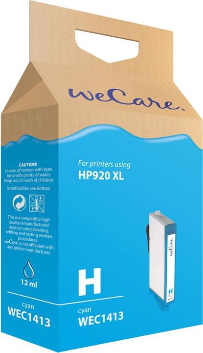 Actual product image Wecare Ink 920XL rebuilt cyan CD972AE for HP OfficeJet 6500 12ml (C)