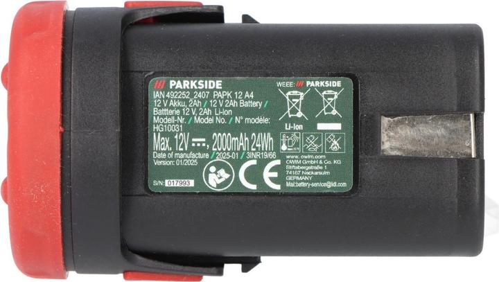 Actual product image Parkside Akku PAPK 12 A3 2Ah 12V Li-Ion für Geräte der X 12V Familie (12 V)