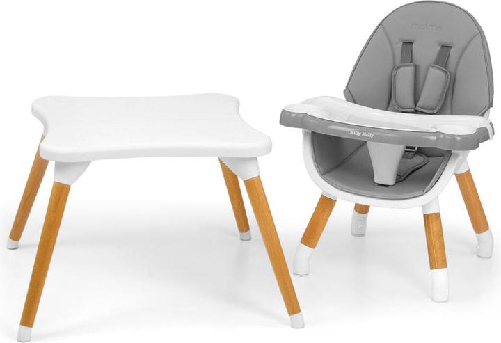 Image du produit Mally Krzesełko do karmienia Milly Krzesełko do karmienia 2w1 Malmo Grey (Chaise haute)