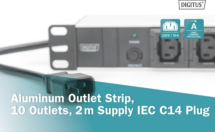 Actual product image Digitus DN-95404 socket strip 10x sockets IEC C13