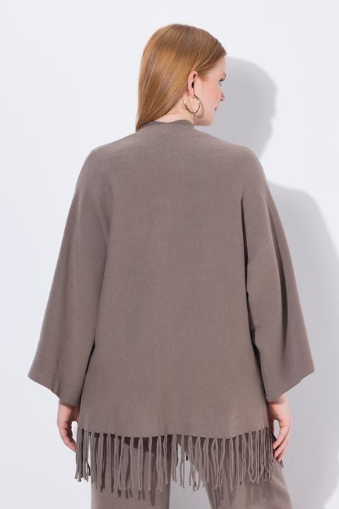 Produktbild Ulla Popken Strickjacke, Fransensaum, ohne Verschluss, Langarm (58, 60)
