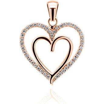 Brilio, Kettenanhänger, Silver - Charming bronze heart pendant with zircons PT13R