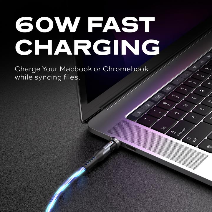 Produktbild Statik 360° drehbares & glowing USB-C-C Kabel 1.8m (2 m, USB 2.0, 60 W)