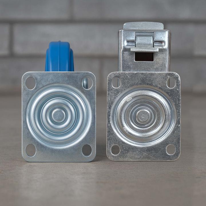 Image du produit Wiltec Kit Roulettes 160mm 300kg/roue 2x Pivotantes avec frein 2x Fixes Charge lourde Plaque Support Transp