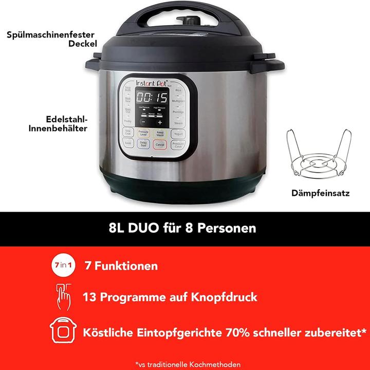 Actual product image Instant Pot Duo 7,6L multicooker 7-in-1 - snelkookpan - pressure cooker - rijstkoker - slowcooker - stomer -