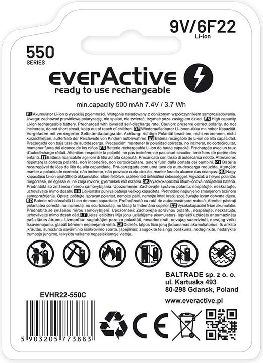 Image du produit Everactive EVHR22-550C (1 pcs, 9V Block, 500 mAh)