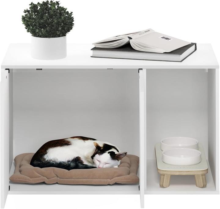 Produktbild Furinno Kattenbakbehuizing, massief wit, 45 (D) x 74,4 (B) x 50 (H) cm
