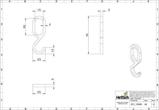 Actual product image Hettich Cupboard tube hooks